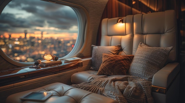 Photo luxury private jet interior generative ai