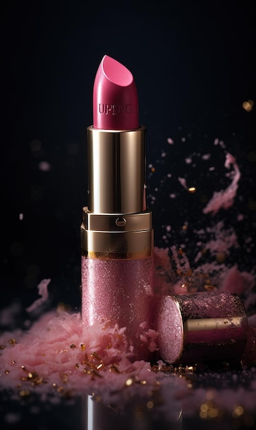 Luxury Red glossy lipstick product photography Generative Ai