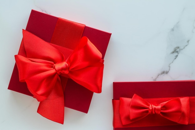 Luxury red holiday gifts on marble