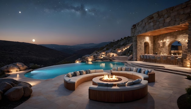 Luxury Resort with a Nighttime View