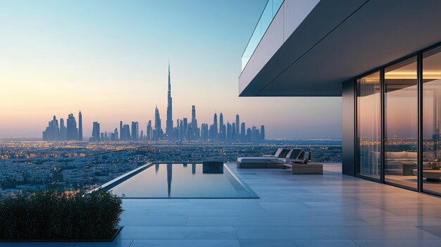 Luxury Rooftop Terrace with Infinity Pool and Stunning Dubai Skyline View