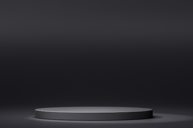 Luxury round black podium Circular podium black studio background Platform for showing product Empty podium or pedestal display on black background with stand concept