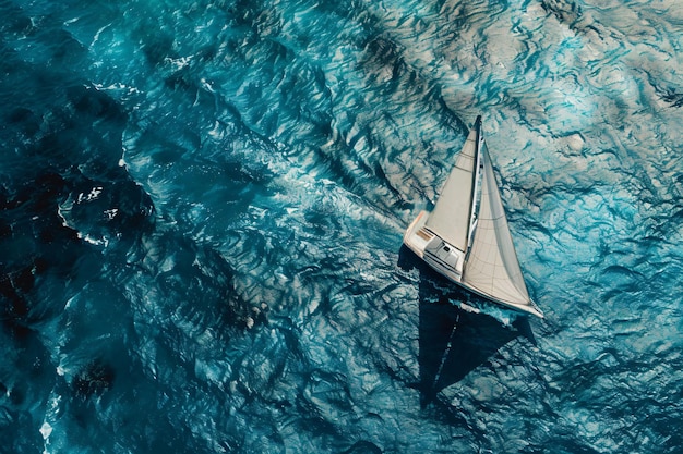 Photo luxury sailboat sailing in a deep blue sea