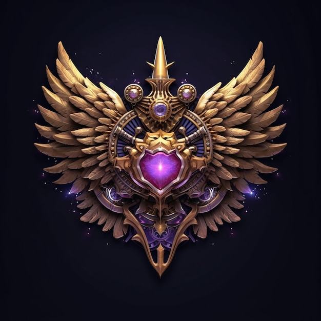 Luxury shield with wings and crystal ball