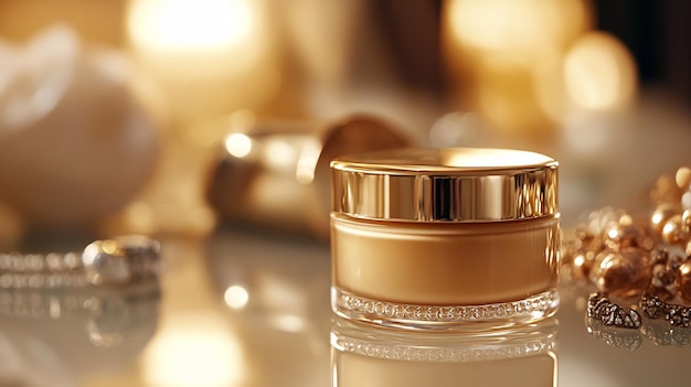 Photo luxury skincare cream with gold accents