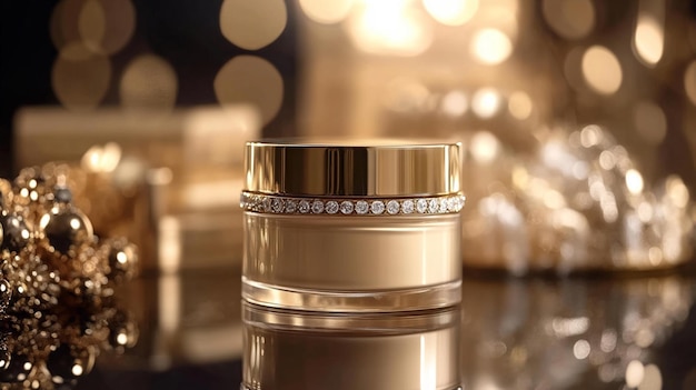 Photo luxury skincare cream with gold accents