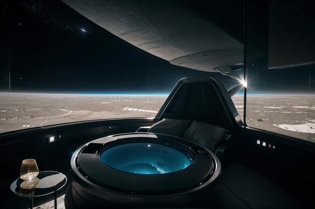 Photo a luxury space hotel on the moon