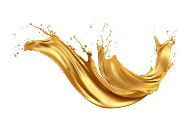 luxury sparkling golden splash waves isolated on a white background