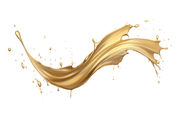 luxury sparkling golden splash waves isolated on a white background