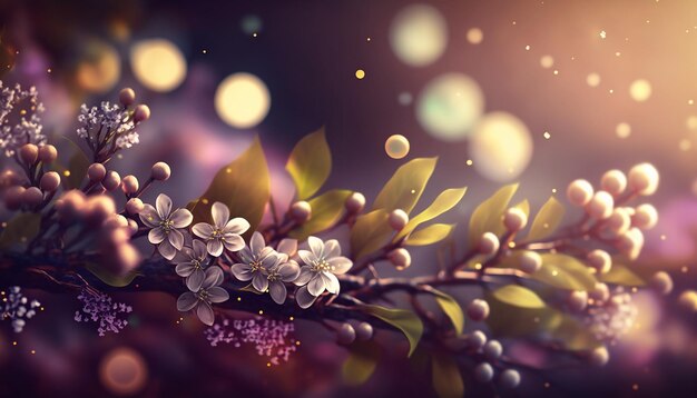 Luxury Spring background with bokeh 3d rendering Generative AI