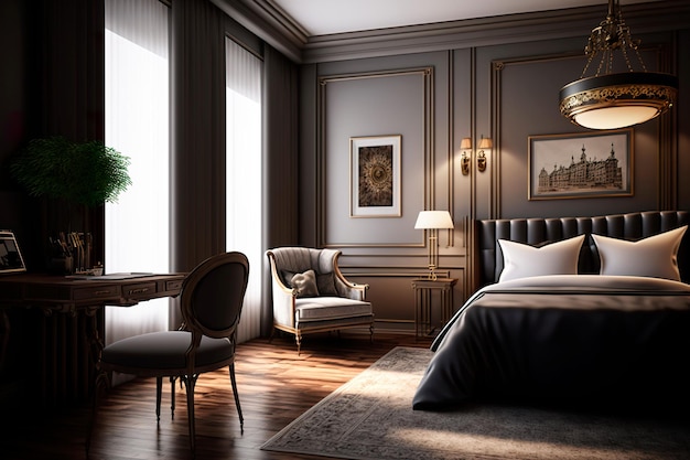 Luxury studio apartment Bedroom room light hotel apartment