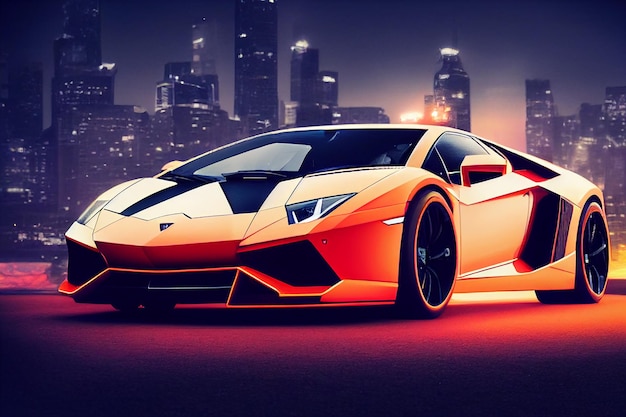 Luxury super car for fast sports on premium lighting background 3D illustration