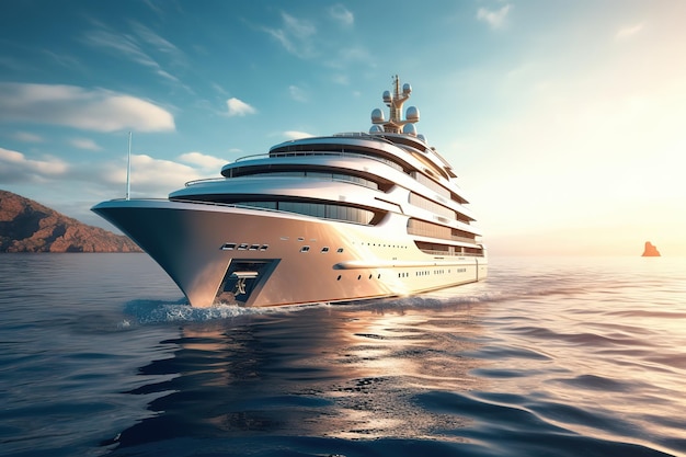 luxury super yacht sailing in beautiful sea