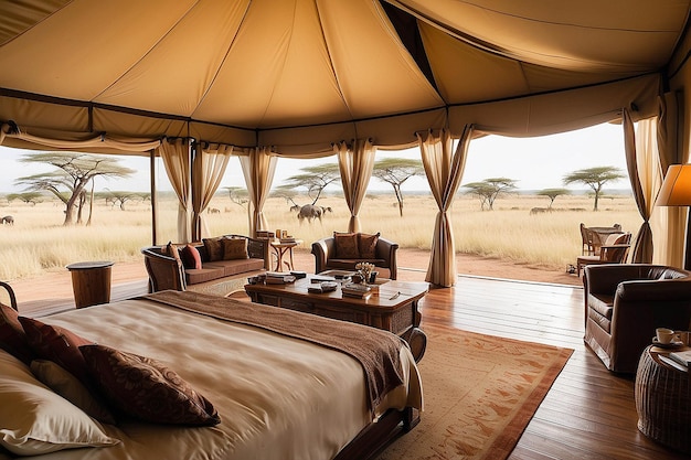 Photo luxury tent at serengeti safari lodge