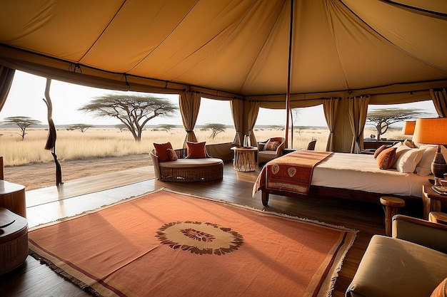 Photo luxury tent at serengeti safari lodge