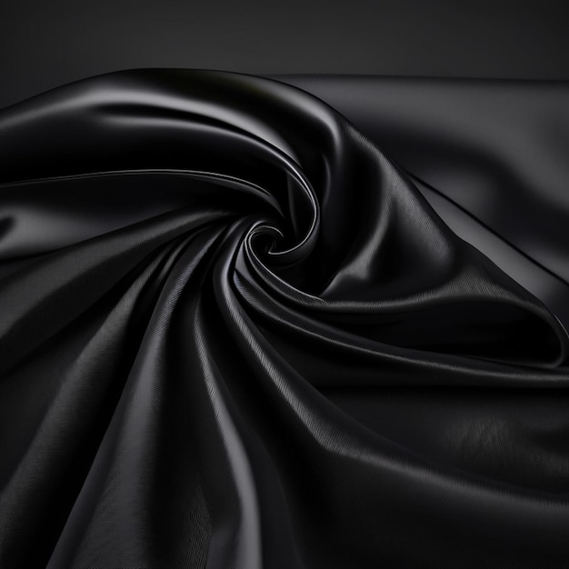 luxury textile black silk folded fabric background