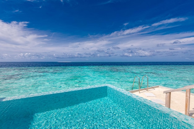 Luxury travel landscape seascape Infinity swimming pool amazing sea view Perfect summer vacation