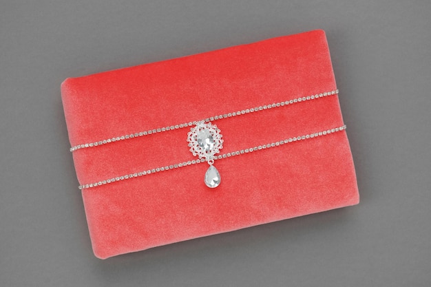 Luxury velvet wedding album in coral color