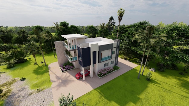 Luxury villa spectacular contemporary design digital art real estate home house and property