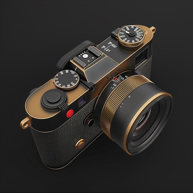 Photo luxury vintage camera with gold accents