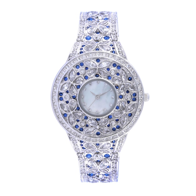 Luxury watches isolated on white background With clipping path silver watch women and man watches female and male watches