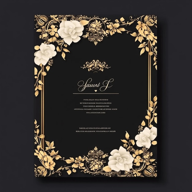 Photo luxury wedding invitation card template vintage design