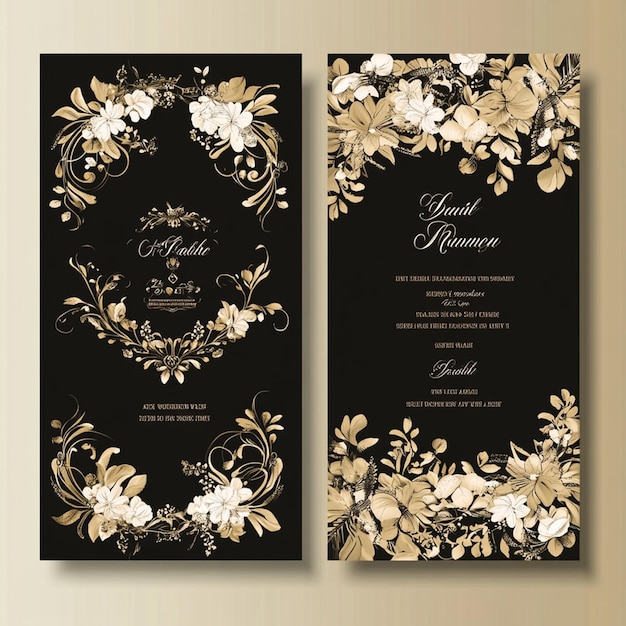 Photo luxury wedding invitation card template vintage design