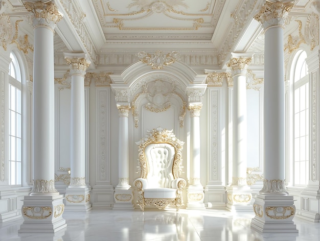 Luxury white interior of the royal palace