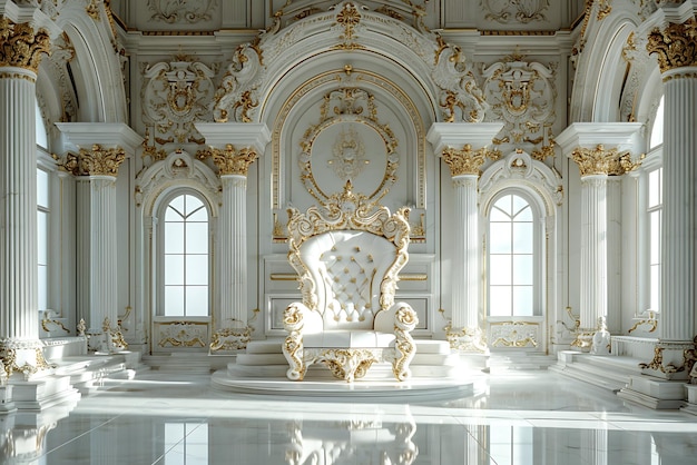 Luxury white interior of the royal palace