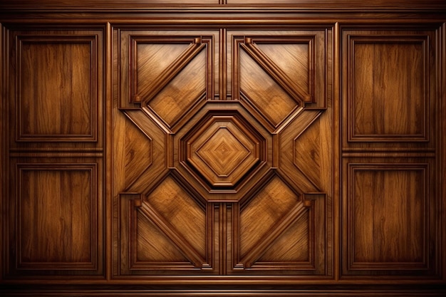 Luxury wood paneling background or texture highly crafted classic traditional wood paneling