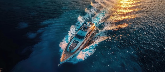 Luxury Yacht Cutting Through Tranquil Ocean Waters