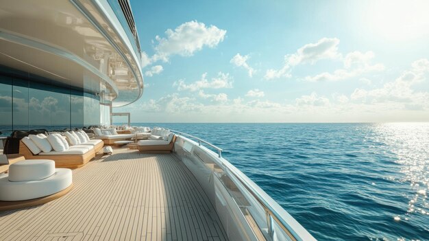 Photo luxury yacht deck with ocean view