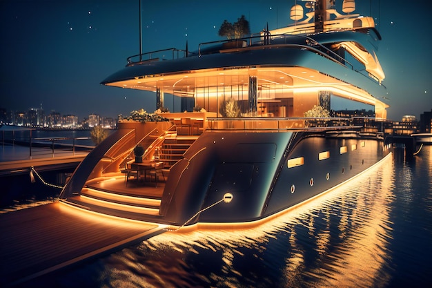 Photo a luxury yacht party with music and champagne