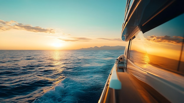 Photo a luxury yacht sailing in the open sea opulence and adventure