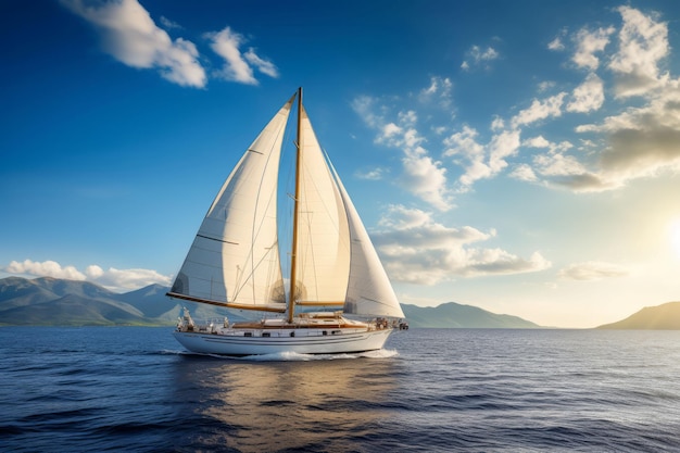 Luxury yacht sailing on opened sea Summer adventure Generate AI