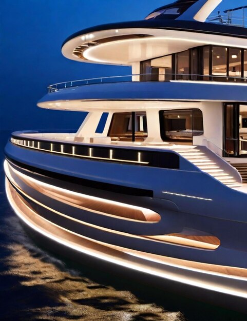 Photo luxury yacht with lights and a