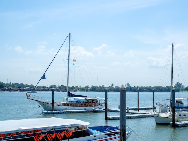 Luxury yachts docked in seaport