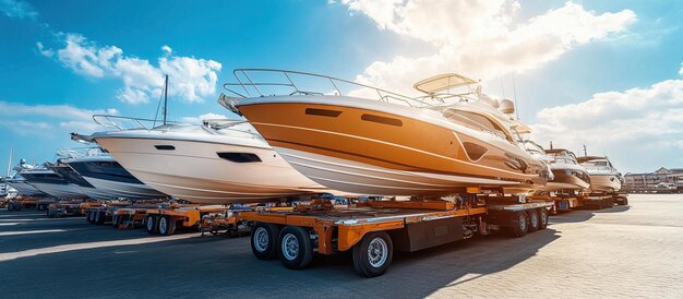 Photo luxury yachts transported on trailer