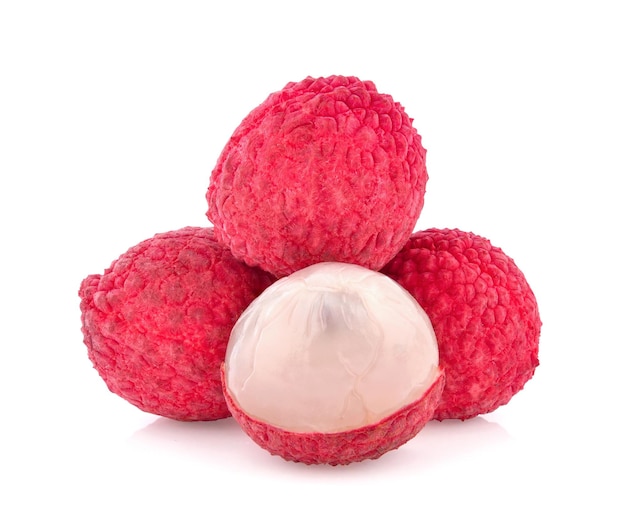 Lychee clipping path isolated on white background full depth of field