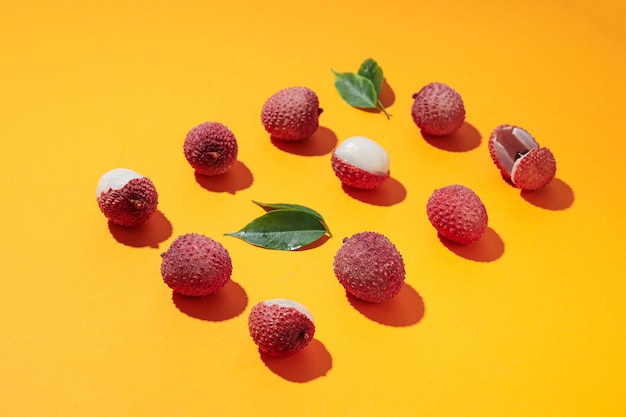 Photo lychee concept of fresh and ripe exotic food