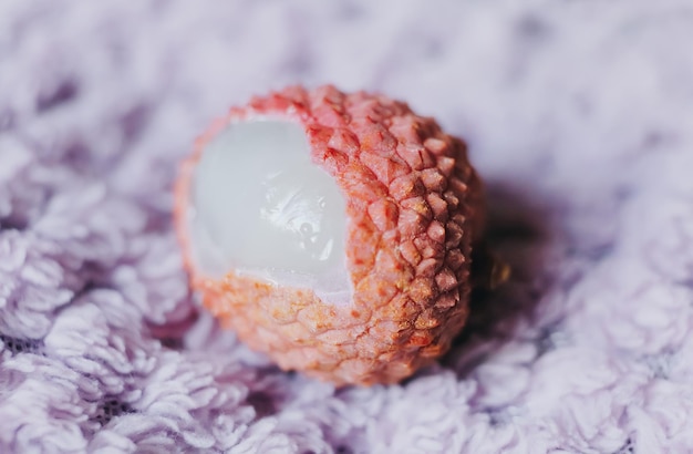 Lychee fruit macro close up