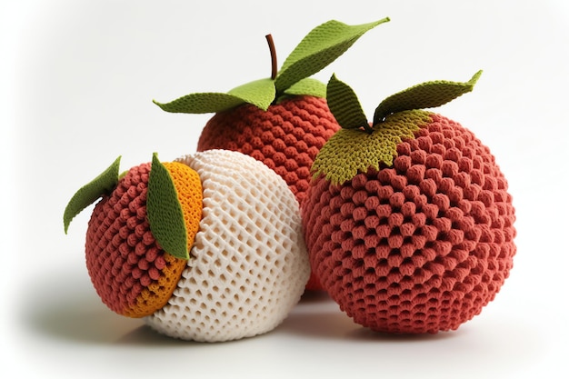 lychee fruit shape crochet art illustration full of color