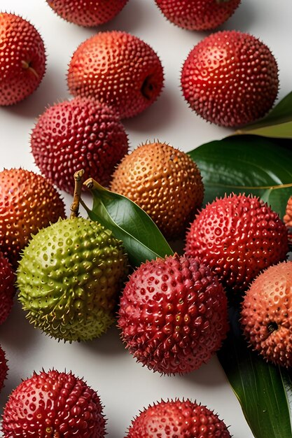 Photo lychee fruit still life minimalist avatar on a white background