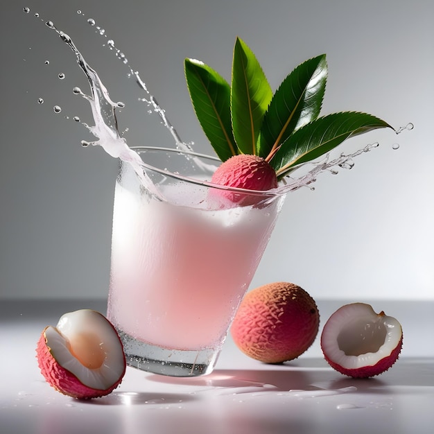 lychee juice in a glass is a very nice fresh environment Ai Generative