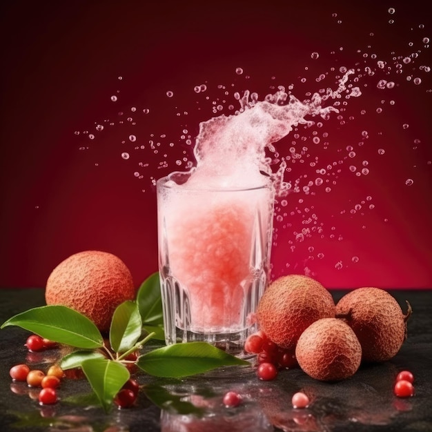 Photo lychee juice with studio background