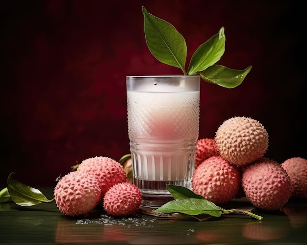 Photo lychee juice with studio background