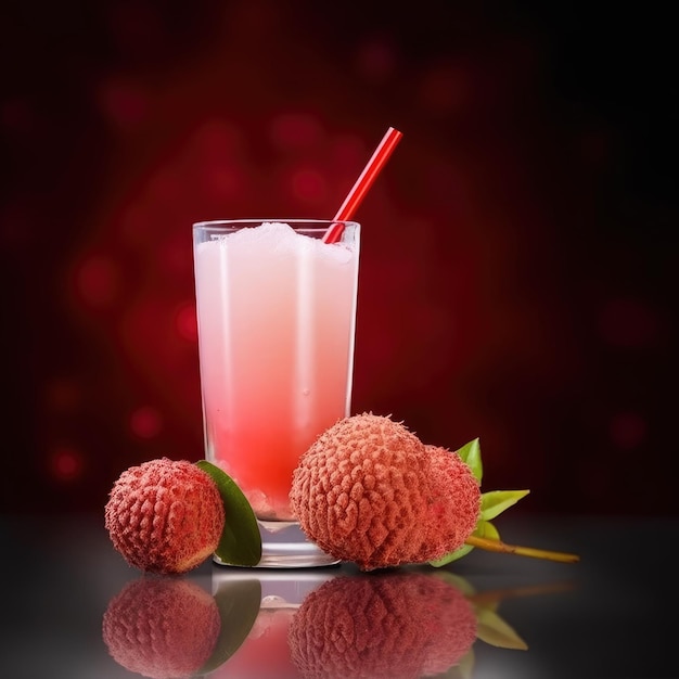 Photo lychee juice with studio background