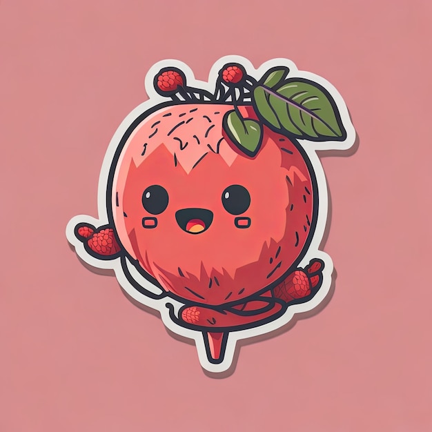 a lychee sticker animation style simple cute