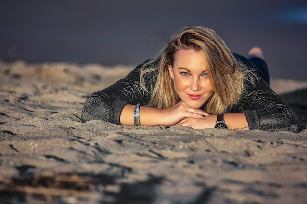 Lying on the sand