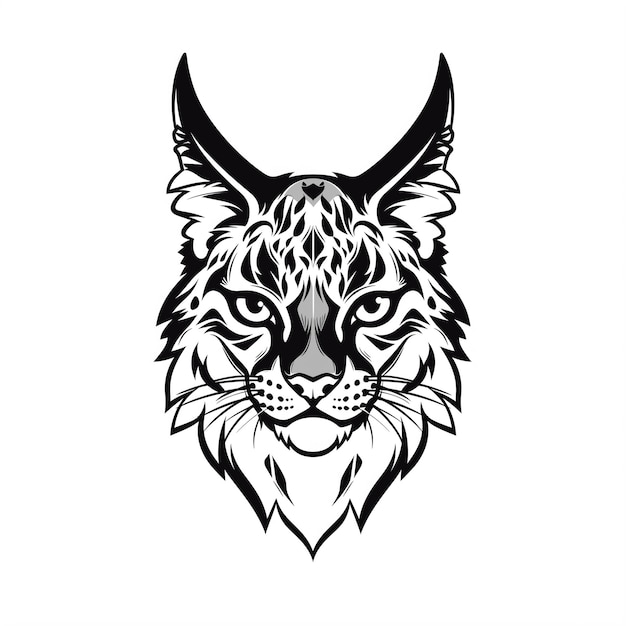 Photo lynx head black and white vector illustration